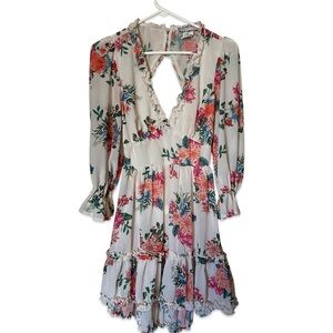 Flying Tomato Floral V-Neck Ruffle Dress